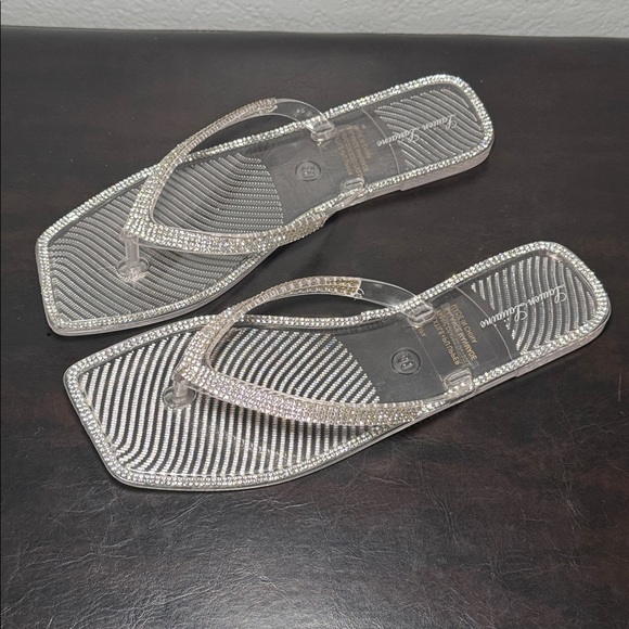 Lauren Lorraine Shoes - Lauren Lorraine Silver Rhinestone Flip Flops